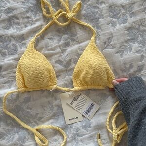 Monday Swimwear Yellow Knit Bikini Top